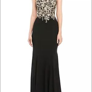 Xscape Sleeveless Embroidered Gown